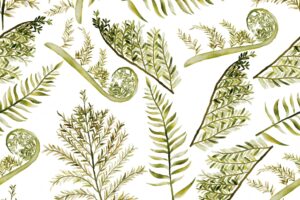 Hand drawn fern leaves seamless pattern design