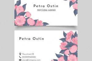 Hand drawn floral business card template