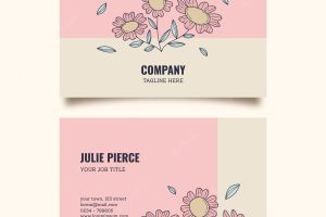 Hand drawn floral business cards template