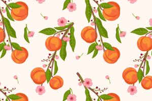 Hand drawn fruit and floral pattern design