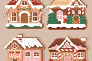 Hand drawn gingerbread house collection