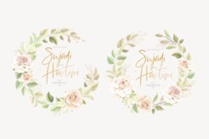 Hand drawn roses wreath and frame background design