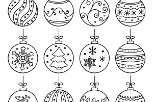 Hand drawn set of christmas balls doodle new year decoration in sketch style