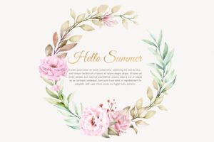 Hand drawn summer floral wreath and background design