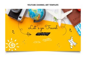 Hand drawn travel youtube channel art