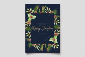 Hand drawn watercolor christmas floral and leaves