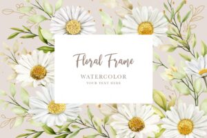 Hand drawn watercolor daisy flower background design