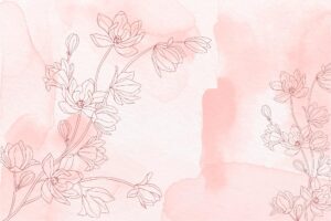 Hand painted background with drawn flowers