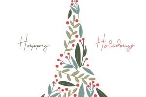 Happy holidays christmas tree silhouette card