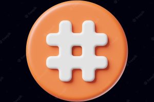 Hashtag social media icon in 3d render