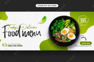 Healthy food menu promotion and social media facebook cover banner template