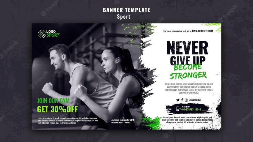 Horizontal banner for exercise and gym training