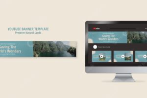 Horizontal youtube banner for nature preservation with landscape