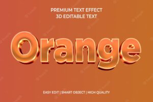 Hype color 3d editable text effect mockup orange