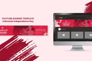 Indonesia independence day youtube banner template with brush strokes design