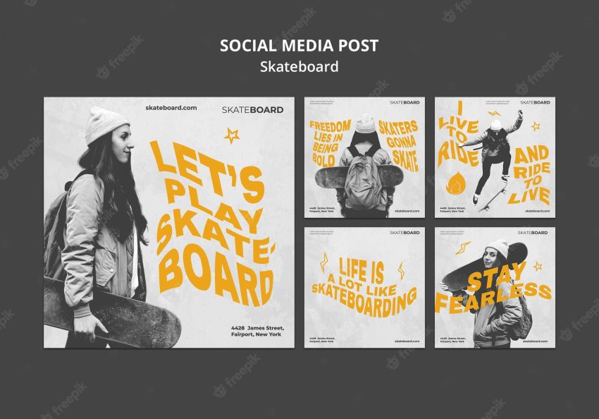 Instagram posts collection for skateboarding with woman