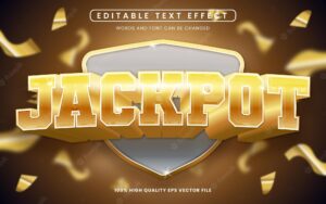 Jackpot text effect editable classic luxury style with a premium gold color