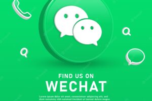Join us on wechat 3d logo and social media background notification icons video call message icon