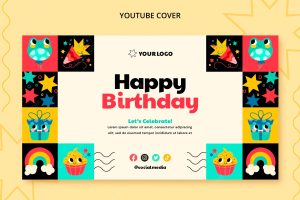 Kids birthday celebration youtube cover template