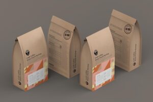 Kraft paper coffee pouch bag mockup