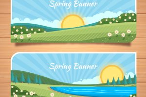 Landscape spring banner template