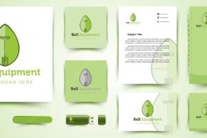 Leaf and garden tools logo and business card branding template design inspiration isolated on white backgrounds
