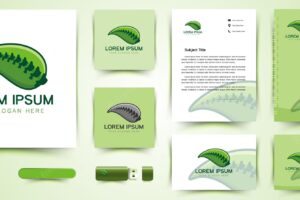 Leaf logo and business card branding template designs inspiration isolated on white background