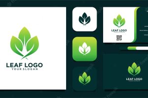 Leaf logo design with business card