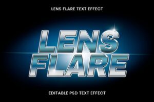 Lens flare text effect psd editable template