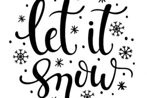 Let it snow - hand-drawn lettering inscription with snowflakes. isolated object on white background.