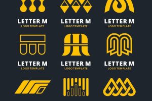 Letter m logo template pack with flat design style
