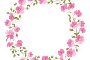 Linen flower wreth isolated over white background. vector illustration.