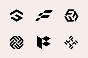 Logo letter f type set modern geometric