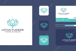 Lotus flower line art style logo design. yoga center, spa, beauty salon luxury logo. logo design, icon and business card