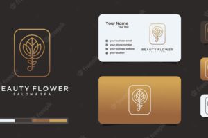 Lotus flower logo design line art style.