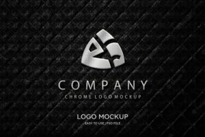 Luxury chrome logo mockup textured