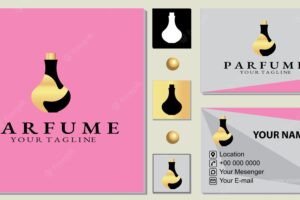 Luxury elegant parfume logo premium template with elegant business card vector eps 10