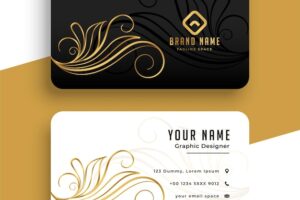 Luxury floral golden business card design template