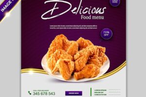 Luxury food social media promotion banner post design template set