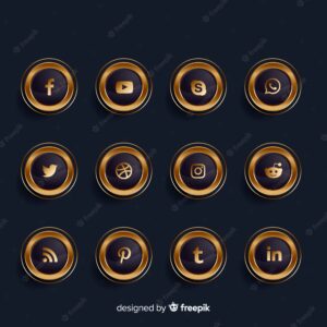 Luxury golden and black social media logo collection