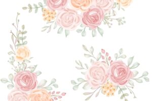 Luxury rose flower wreath isolated clipart