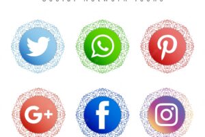 Mandala style social network icons set