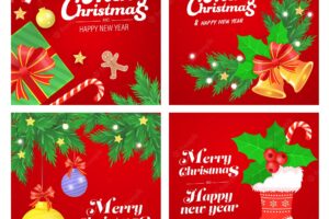 Merry christmas banner vector illustration modern style with gift box, ball and candy cane. assembled in graphic design, advertising signs, flyers, banners, website and invitation cards celebration