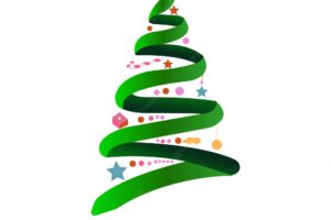 Merry christmas decorative tree card celebration on white background