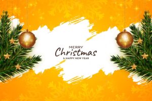 Merry christmas festival bright yellow background design
