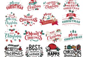 Merry christmas. happy new year, 2022. typography set. vector logo, emblems, text design. usable for