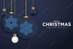 Merry christmas and happy new year 2023 template with minimal style