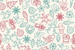 Merry christmas and happy new year seamless pattern with icons.
