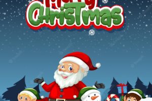 Merry christmas poster design with santa claus