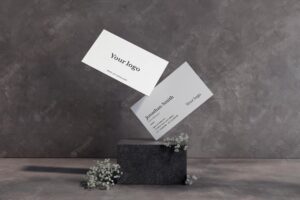 Minimal card with floral mockup in 3d rendering